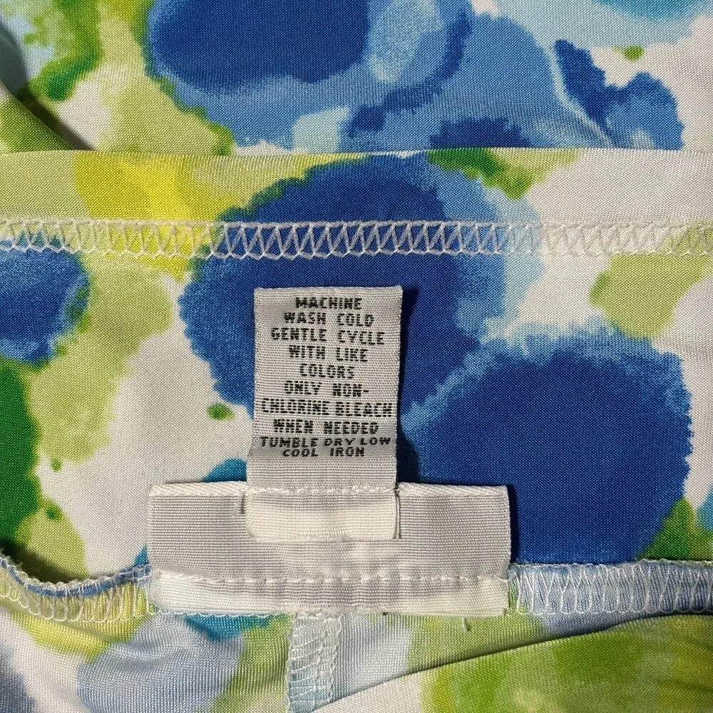 Alfani Intimates Wide Leg Lounge‎ / Sleep Pants Size M Blue Green Print Stretch